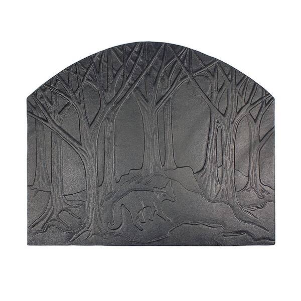 MINUTEMAN INTERNATIONAL 28 in. L Black Cast Iron Forest Fox Fireback CFB15 The Home Depot