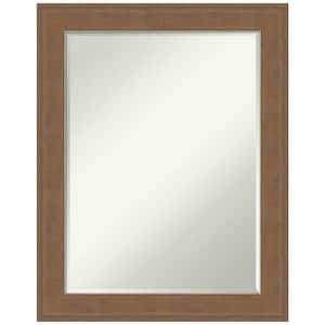 Alta Medium Brown 22.5 in. x 28.5 in. Petite Bevel Farmhouse Rectangle Framed Wall Mirror in Brown