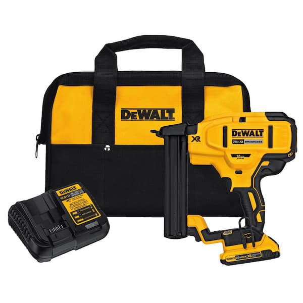 DEWALT 20-Volt MAX XR Lithium-Ion Cordless 18-Gauge Narrow Crown Stapler Kit with Battery 2Ah, Charger and Contractor Bag