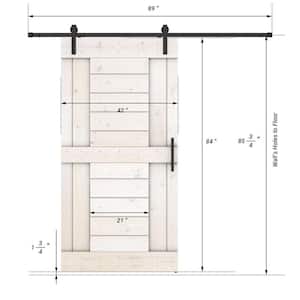 Short Bar Series 42 in. x 84 in. Fully Set Up White Finished Pine Wood Sliding Barn Door With Hardware Kit