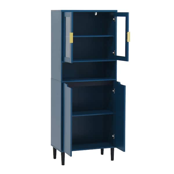 23.62 in. W x 13.78 in. D x 63 in. H Bathroom Blue Linen Cabinet