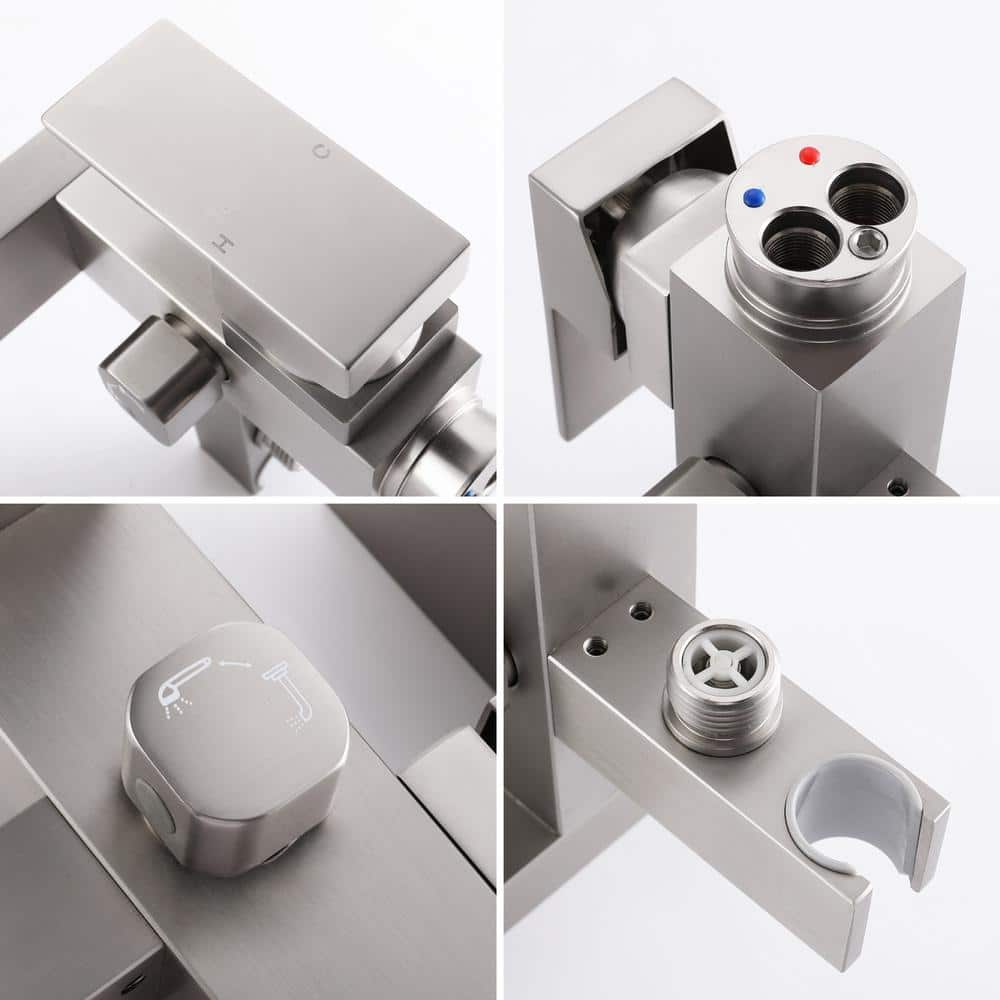 Brushed Nickel Freestanding Tub Faucet with Hand Shower