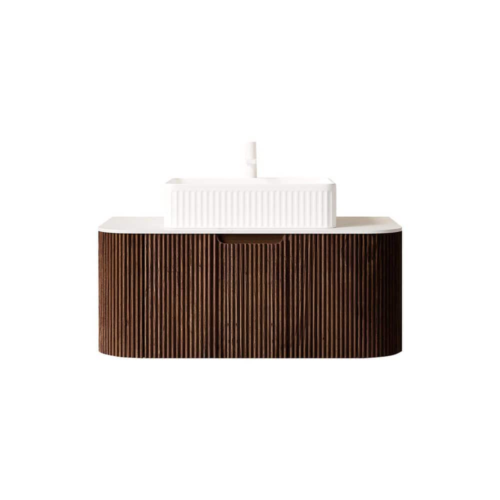 36 in. Wall-Mounted Dark Walnut Bath Vanity with White Engineered Marble Top Pre-Assembled price history on PriceWatchPro