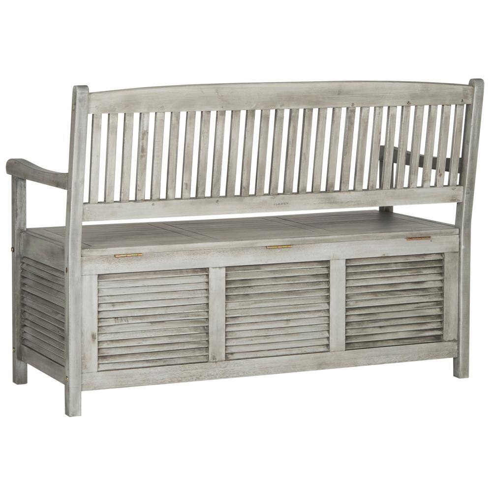Transitional Gray Acacia Wood Storage Bench - 50"