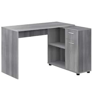 46 in. L-Shaped Gray 1 Drawer Computer Desk with Built-In Storage