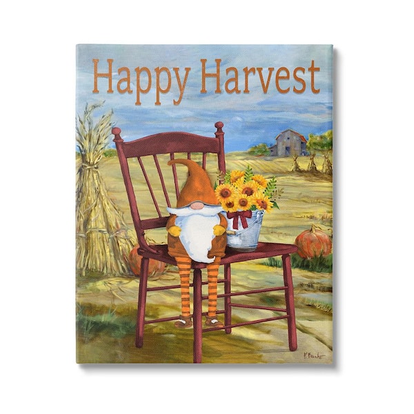 Stupell Industries Happy Harvest Country Gnome byPaul Brent 1 Piece Unframed Graphic Print Nature Poster Art Print 30 in. x 24 in.