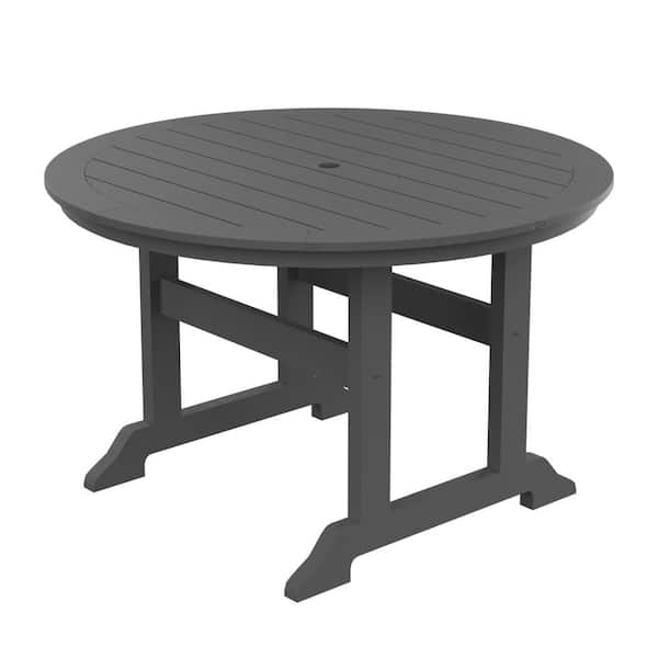 myhomore HDPE Outdoor Round Dining Table Gray HD-RDT-GR - The Home