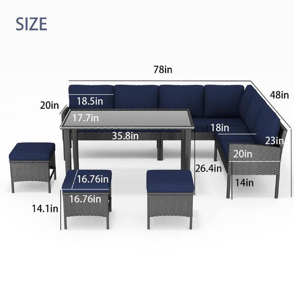 最も完璧な Patio Set, Dining Outdoor Wicker 7-Piece Dining Set Table タレントカード