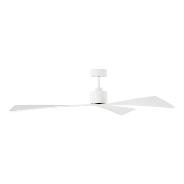 Generation Lighting - Adler 60 in. Indoor/Outdoor Modern Matte White Ceiling Fan with Matte White Blades, DC Motor and 6-Speed Remote Control