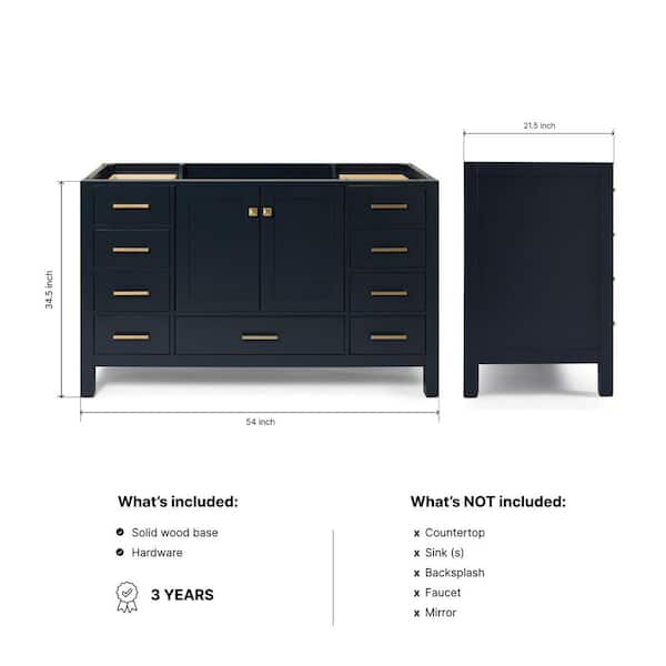 Cambridge 54 in. W x 21.5 in. D x 34.5 in. H Freestanding Bath Vanity Cabinet Only in Midnight Blue