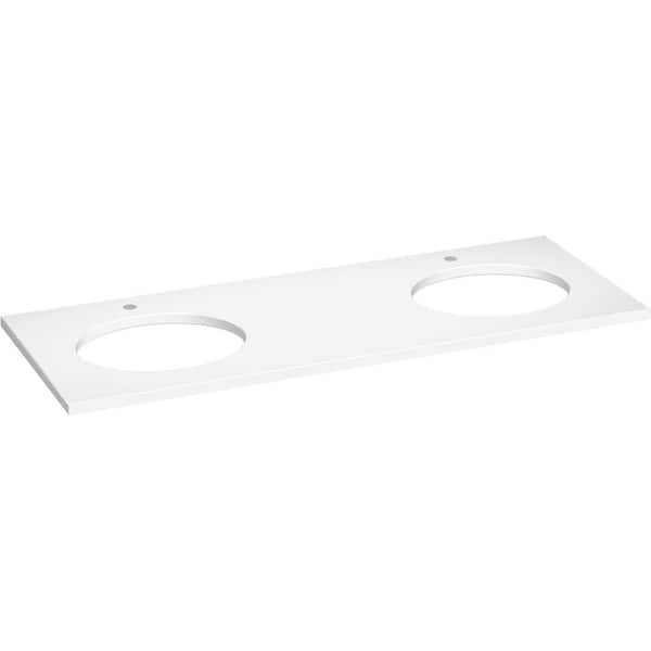 KOHLER Silestone 61 in. W x 22.4375 in. D Quartz Double Oval Cutouts with Vanity Top in Miami White