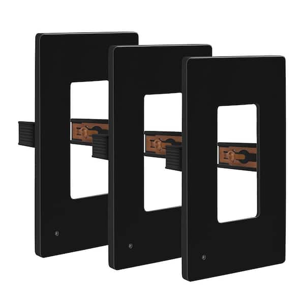 TOPGREENER 1-Gang Black Decorator/Rocker Outlet Plastic Screwless Midsize Wall Plate with Nightlight (3-Pack)