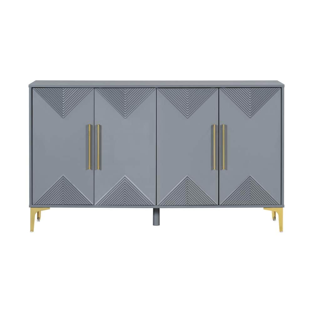 59.8 in. W x 15.7 in. D x 34.6 in. H Gray Linen Cabinet with 2-Tone Triangu