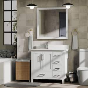 Lexora Jacques 36 in. W x 22 in. D Left Offset White Bath