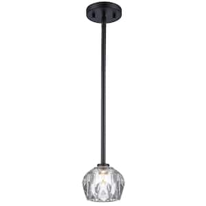 Sequoia 1-Light Black Modern Mini Pendant Light Fixture with Clear Glass Shade