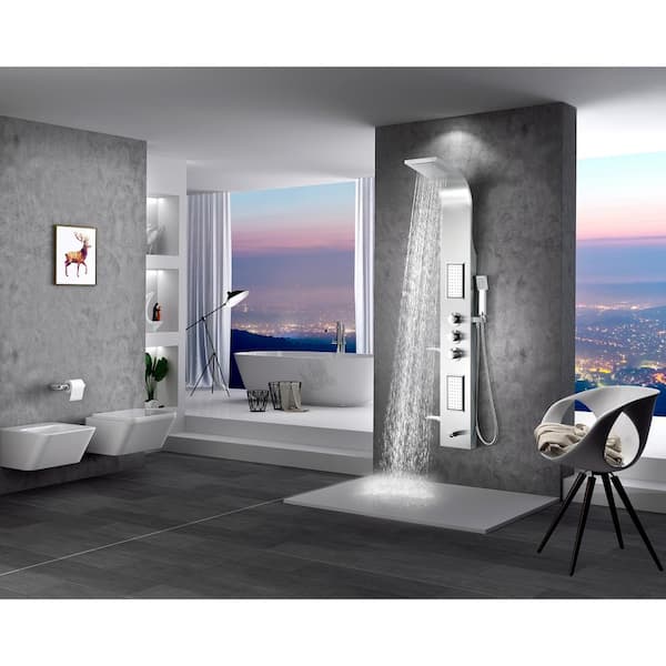 ANZZI Field Brushed Steel 2-Spray Shower Panel System (Valve Included)