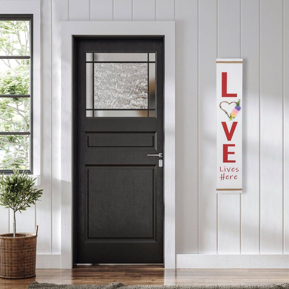 Love Lives Here White Wooden Valentine's Day Porch Sign