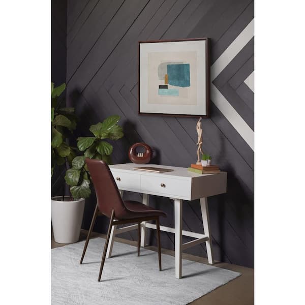 Furniture of America Fiora Modern Metal Swivel Writing Desk in White