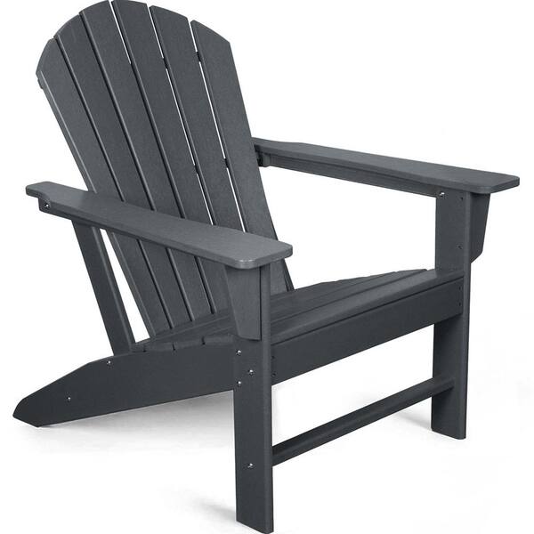 Zeus & Ruta 1 Piece 31.5 in. Long Gray HDPE Adirondack Chair for Garden, Backyard, Patio, Balcony Set of 1