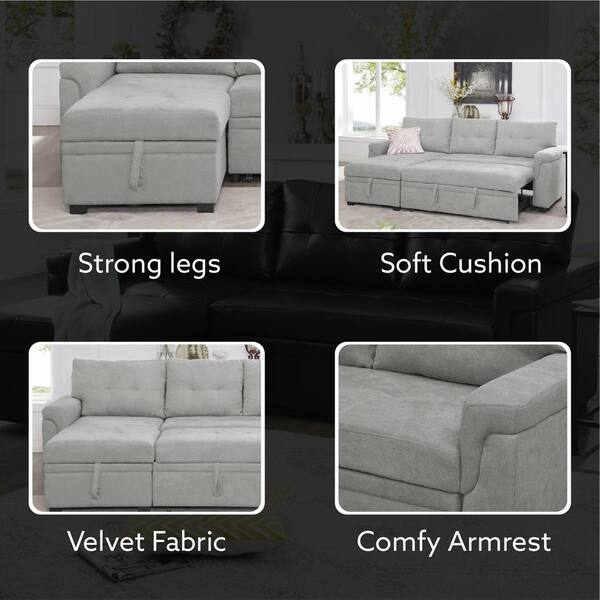 HOMESTOCK Modular Reversible U-Shaped Sectional Sofa with Double Chaise and  Ottomans, Modern Linen Couch with Storage Seats, Gray 81780HD - The Home  Depot