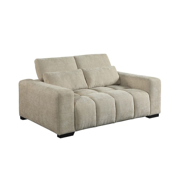 Best Quality Furniture Lena 46 in W. Beige Color Chenille Fabric 2 Seats Loveseat