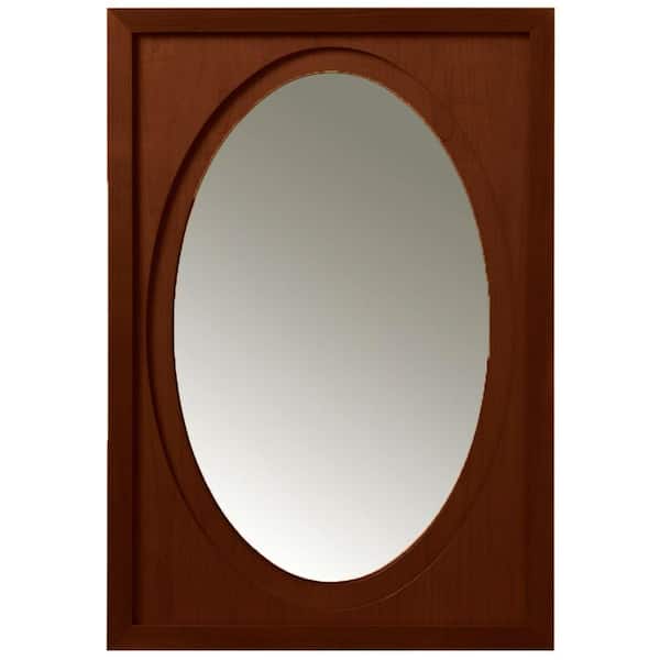 Porcher Ovale 33 in. x 22 in. Framed Wall Mirror in Cherry-DISCONTINUED