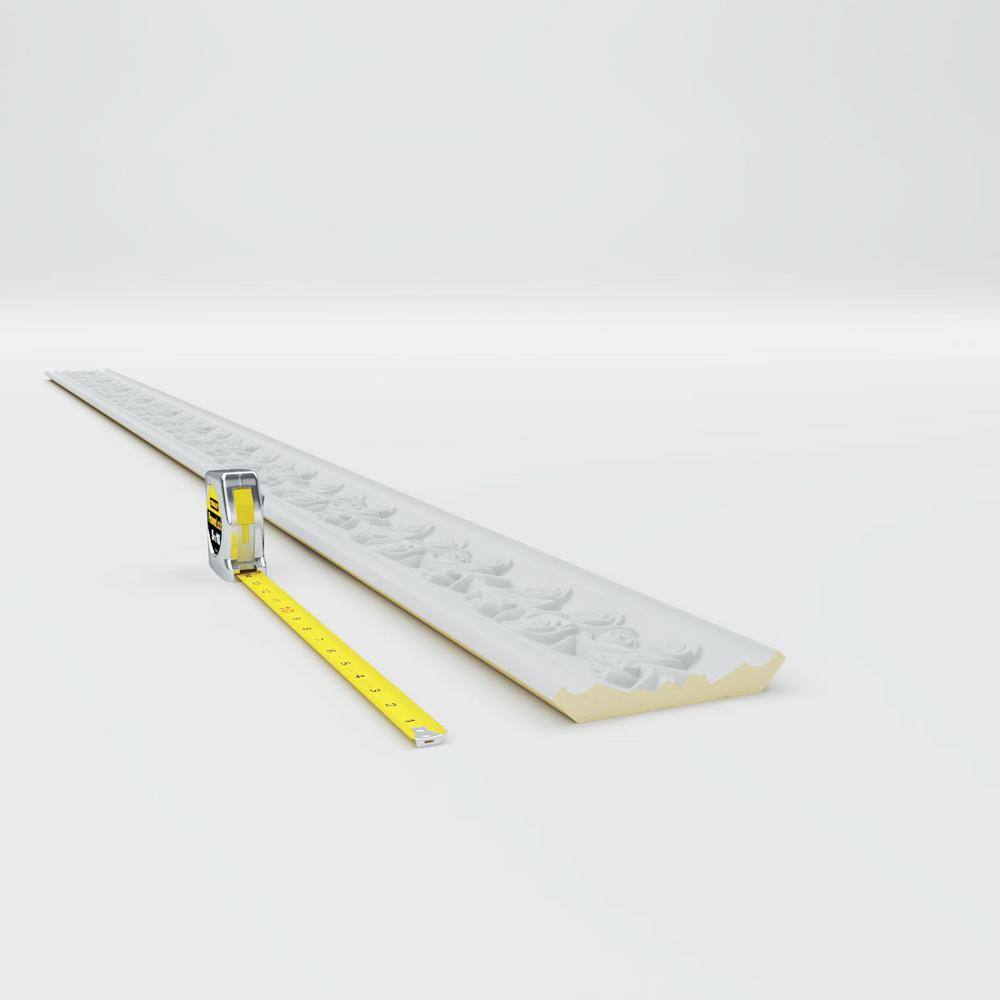 Primed Polyurethane Rose Crown Moulding, 94.5 in
