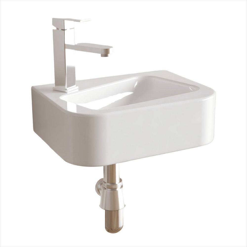 HE 14.18 in. X 10.24 in. Wall Mounted Bathroom Sink Milk White Ceramic with Faucet and Drain. Left price history on PriceWatchPro