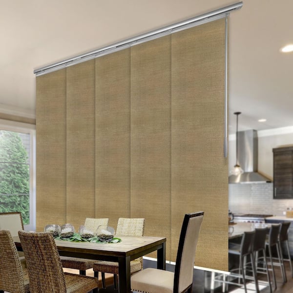 EMOH Medallion 58 in. - 110 in. W x 94 in. L Adjustable 5- Panel White Single Rail Panel Track with 23.5 in. Slates