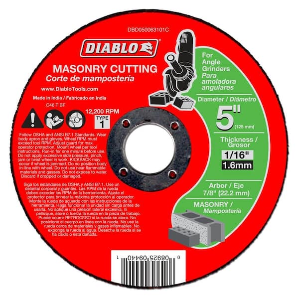 DIABLO 5 in. x 1/16 in. x 7/8 in. Masonry Cutting Disc (10-Pack)