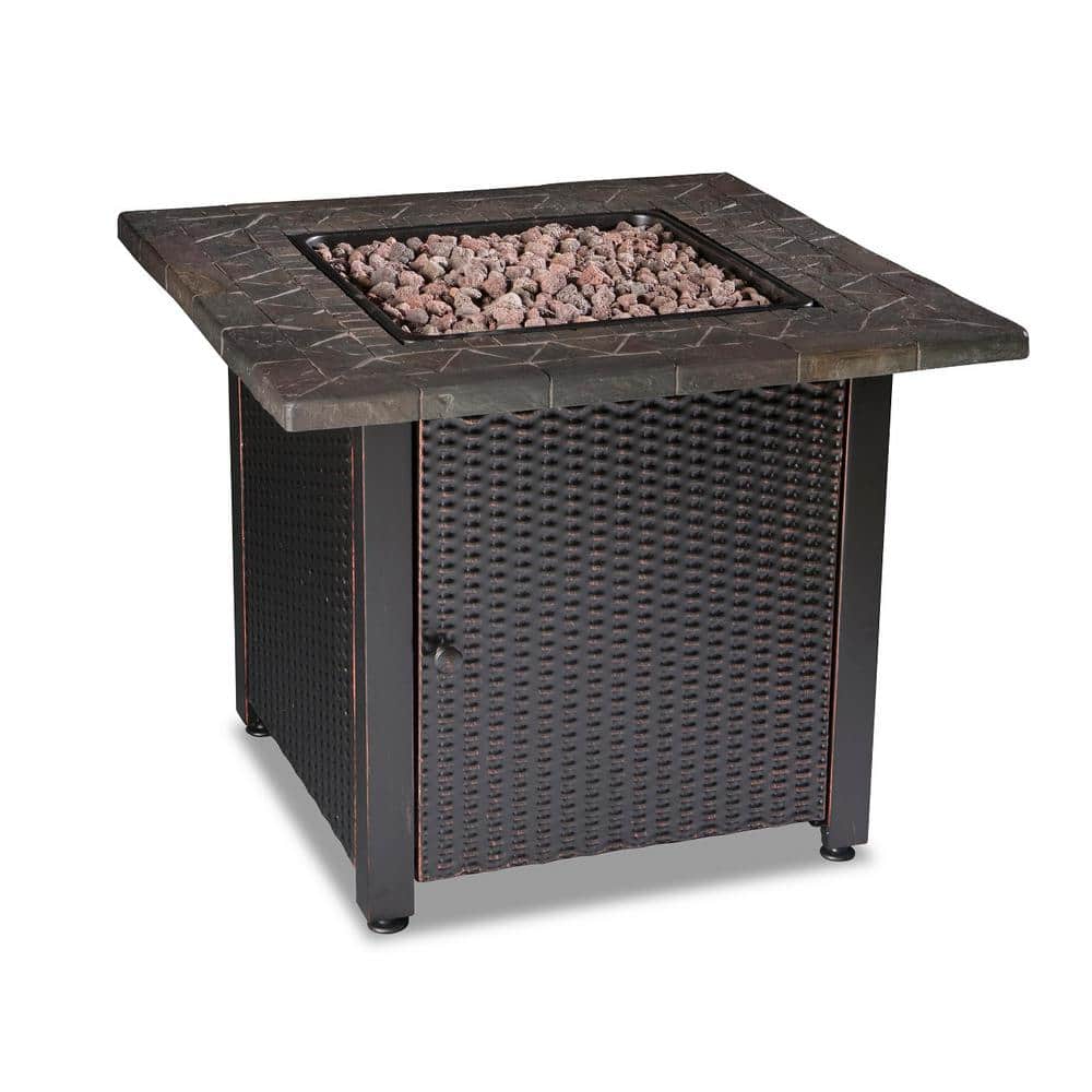 Black and Brown Steel Outdoor Gas Fire Pit Table