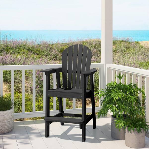 AUTMOON Classic Black Tall Balcony Adirondack Chair 1 Pack