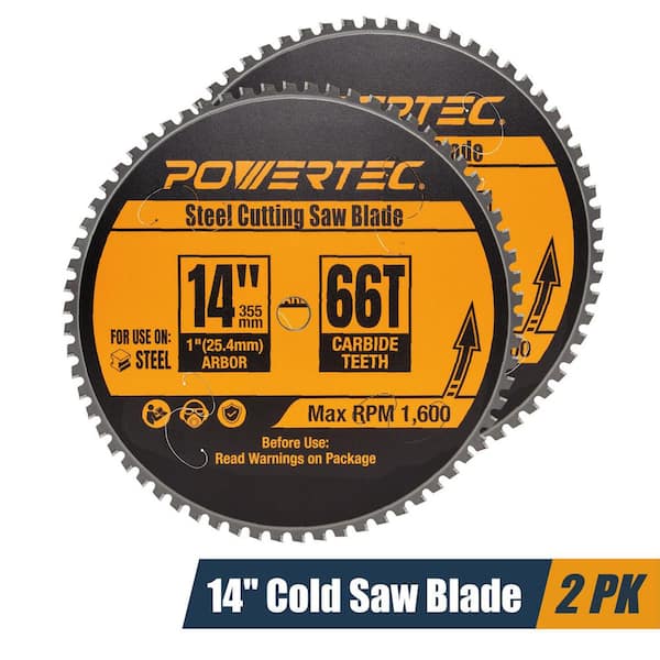 14 in. x 66-Tooth Cold Saw Blade, 1 in. Arbor, Steel Cutting Saw Blade, TCG Cemented Carbide Teeth (2-Pack)