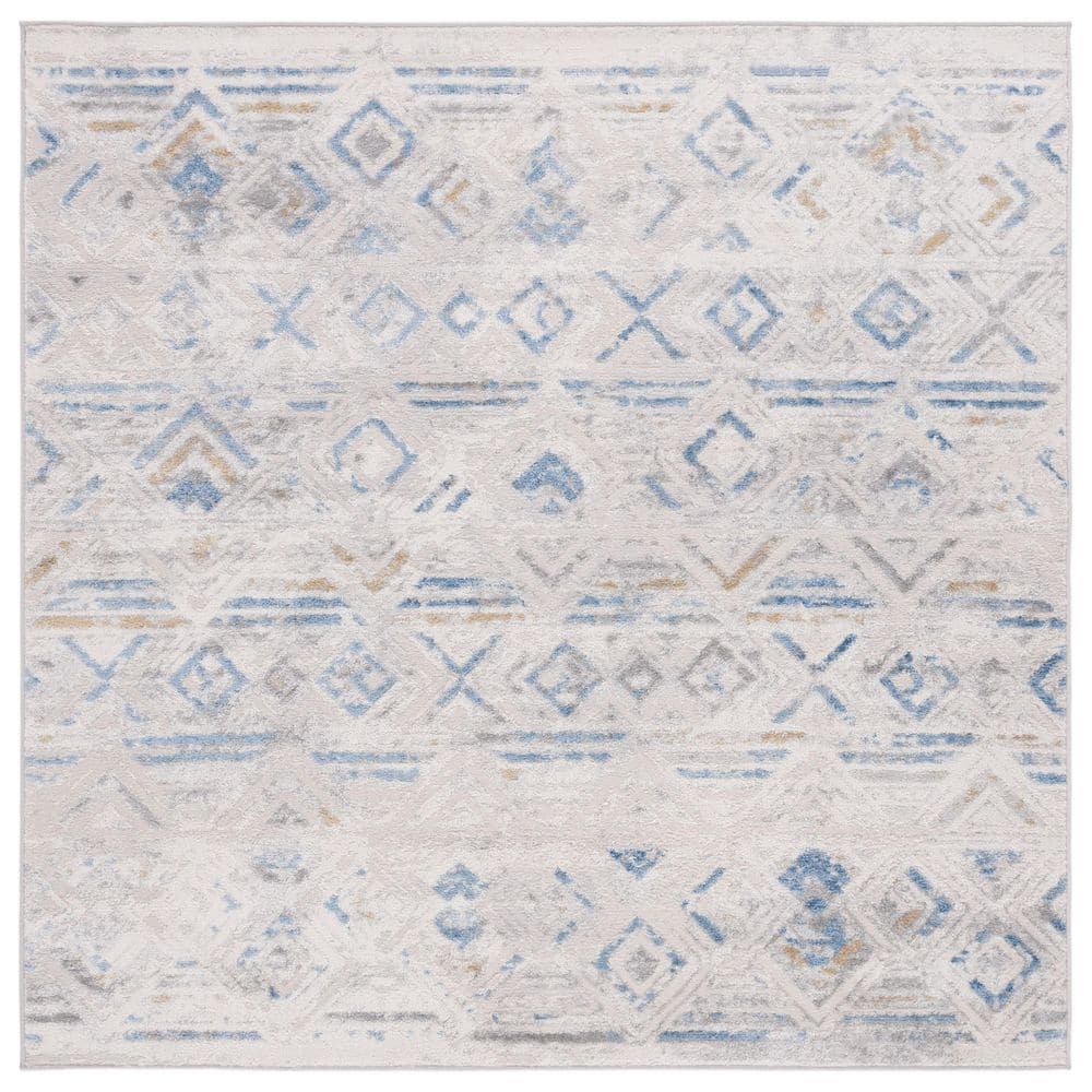 Palma 7 ft. x 7 ft. Beige/Light Blue Distressed Abstract Square Area Rug price history on PriceWatchPro