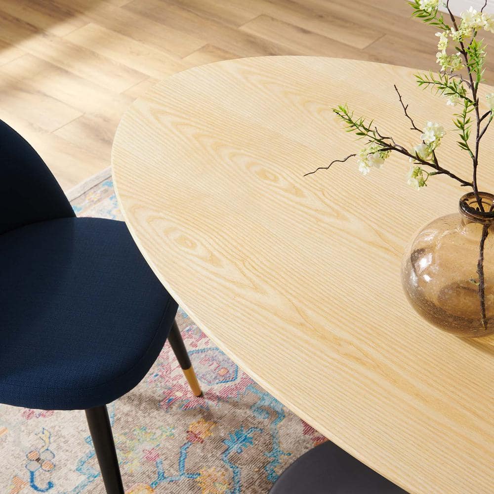 Lippa 60" Oval Natural Wood and Black Metal Dining Table