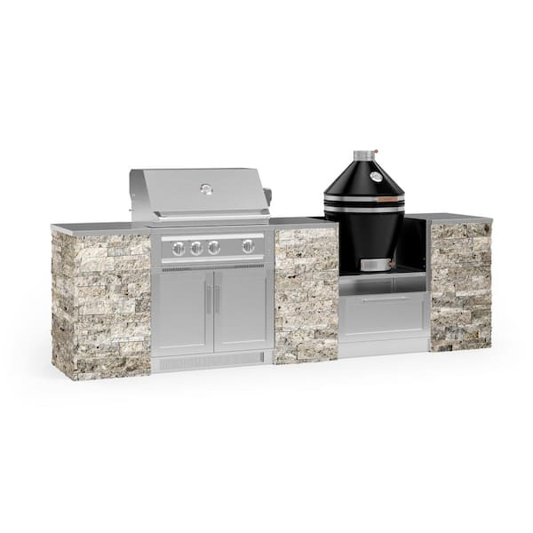 NewAge Products Signature Series 118.16 in. x 25.5 in. x 57.5 in. 9-Piece Outdoor Kitchen Cabinet Set with Liquid Propane 33 in. Grill