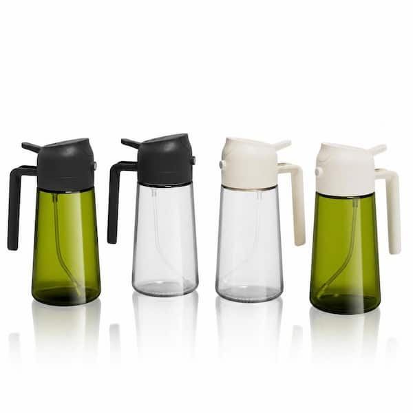 4-Piece 16 oz Glass Olive Oil Sprayer Set with Stickers, Mats and Cleaning Brush