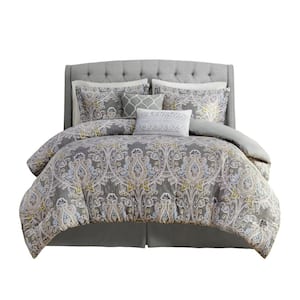 Hallie 6-Piece Grey Cotton Queen Comforter Set