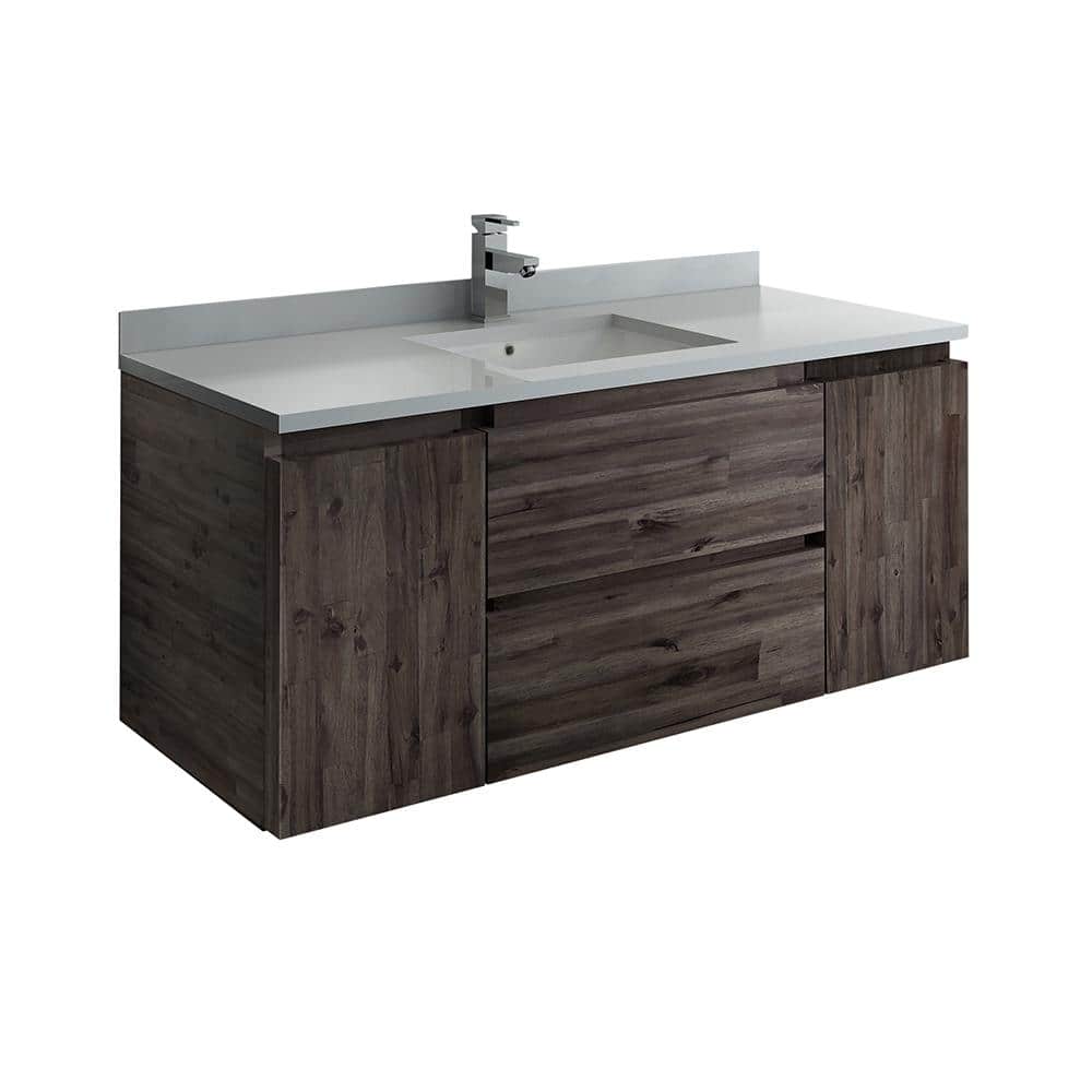 Formosa 47" Brown Acacia Wall-Mounted Single Vanity Base