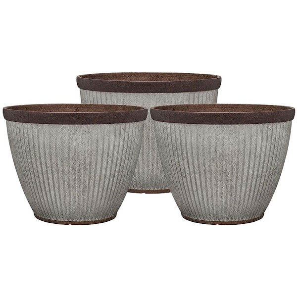 Southern Patio 20.5 in. Rustic Resin Outdoor Planter Urn (3-Pack)