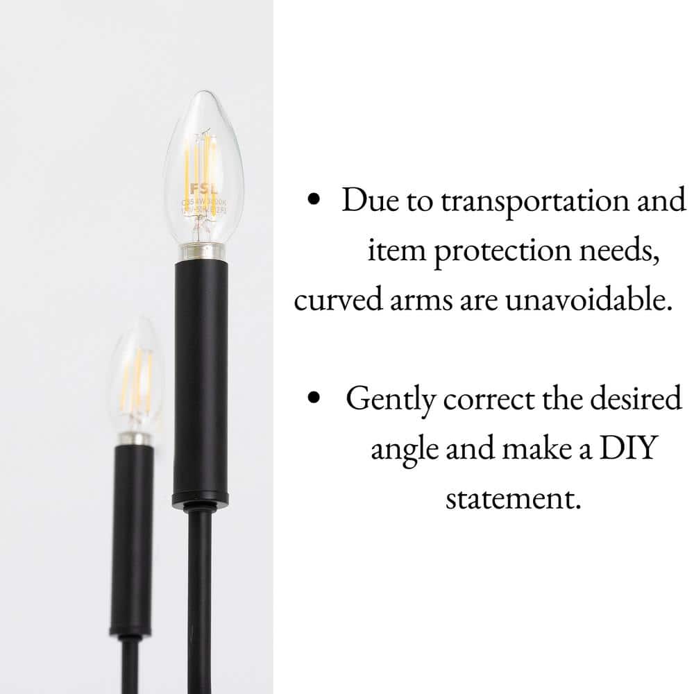 Askrlessi Matte Black 6-Light Adjustable Iron Candle Chandelier