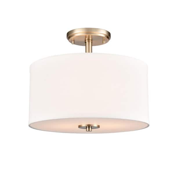 Guyten 13 in. Wide 2-Light Semi Flush-Modern Gold