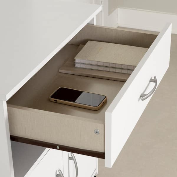Axess Pure White Microwave Cart with Storage