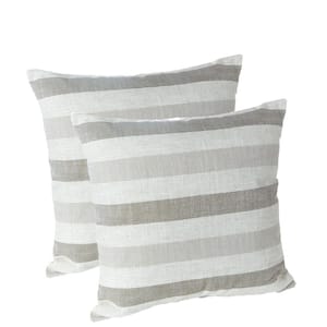 Liza Taupe Striped 18 in. x 18 in. Throw Pillow (Set of 2)