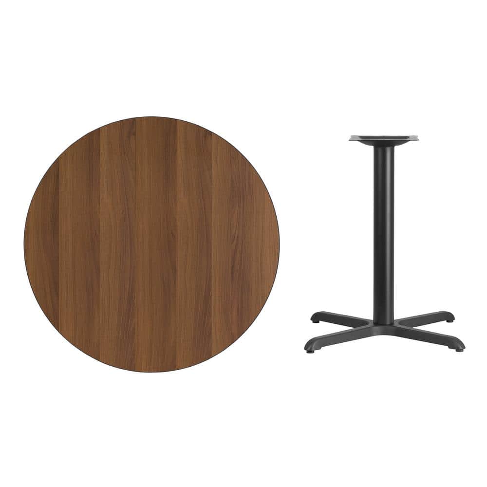 Contemporary 36'' Round Walnut Laminate Bar Height Table