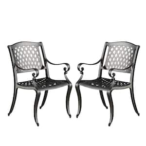 Black Aluminium Outdoor Lounge Chair 34.43 in. Set of 2