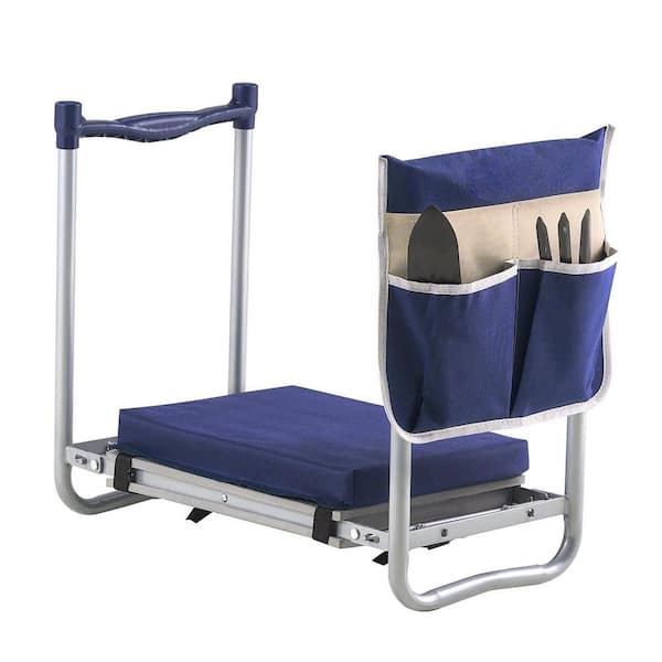 Metal Garden Stool, Garden Kneeler and Seat Stool, Foldable with Tool Pocket and Soft EVA Kneeling Pad for Senior