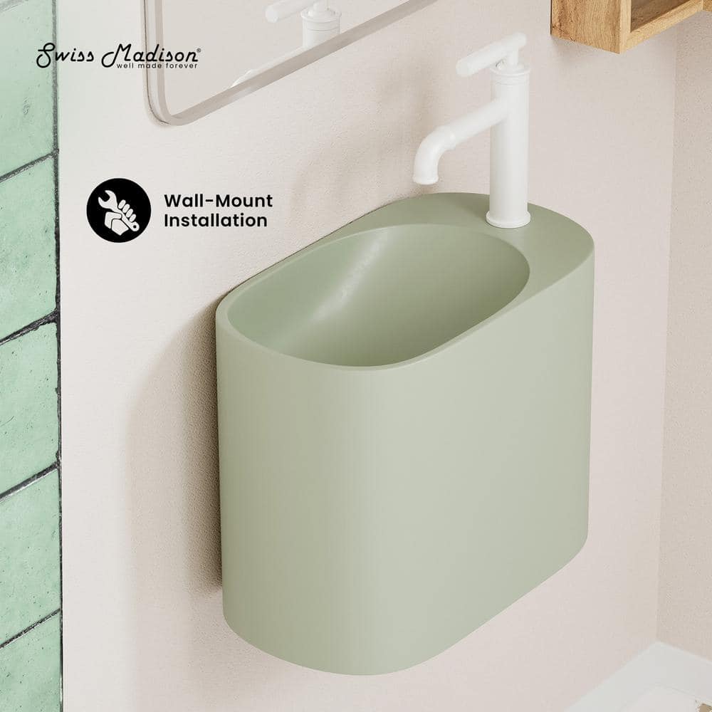 Terre Palm Green Ceramic Wall-Mount Bathroom Sink