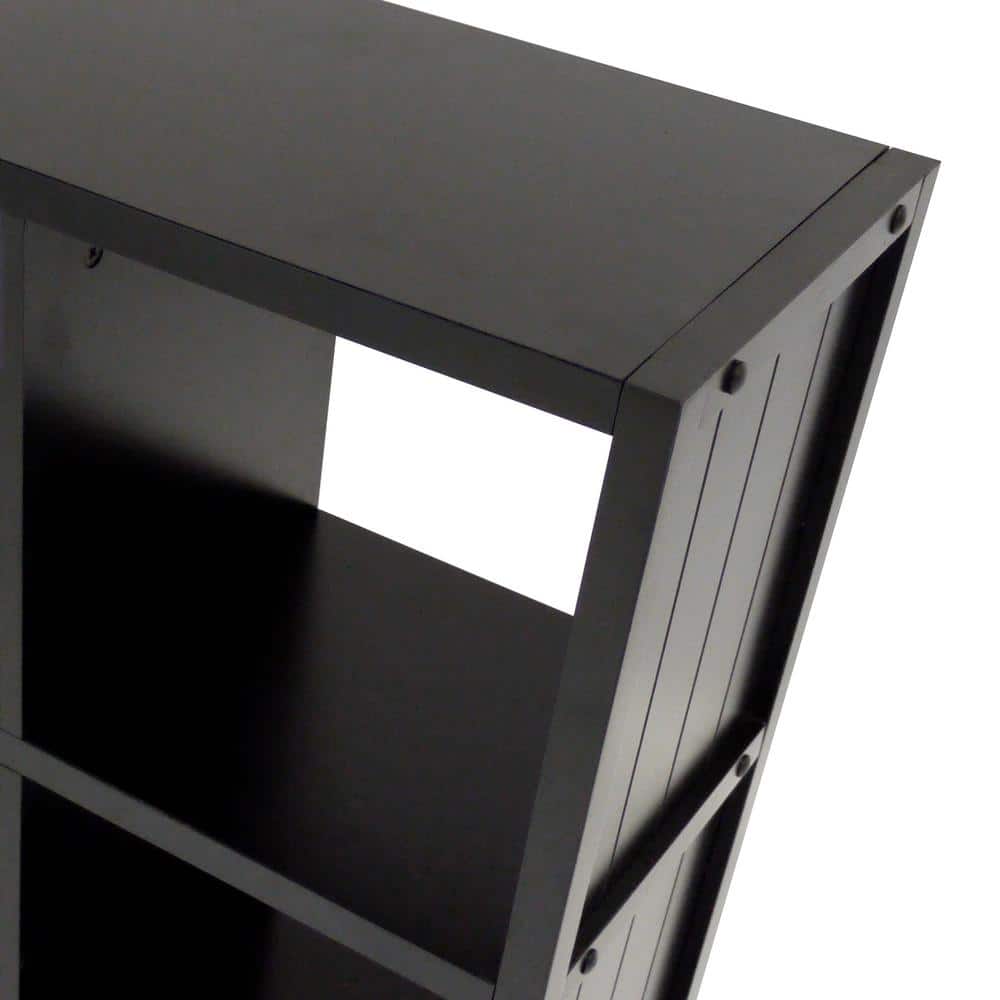Transitional Black Composite Wood 9-Cube Organizer
