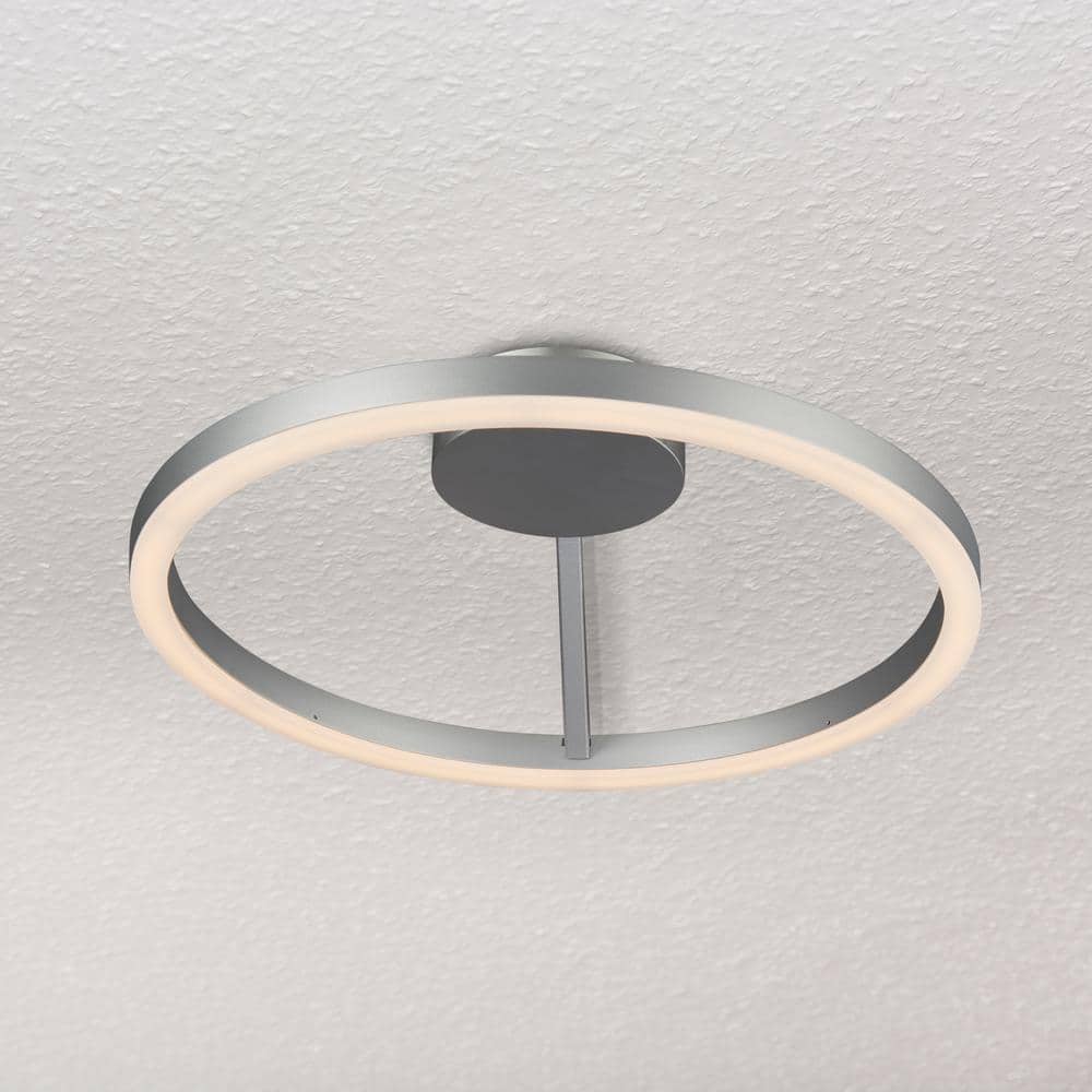 Zuben 20" Satin Nickel Modern LED Drum Ceiling Light